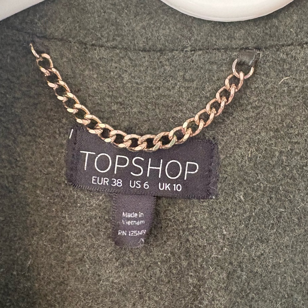 Topshop Khaki Green Longline Brushed Wool Blend Chuck On Coat Patch Pockets 6 - Picture 5 of 13